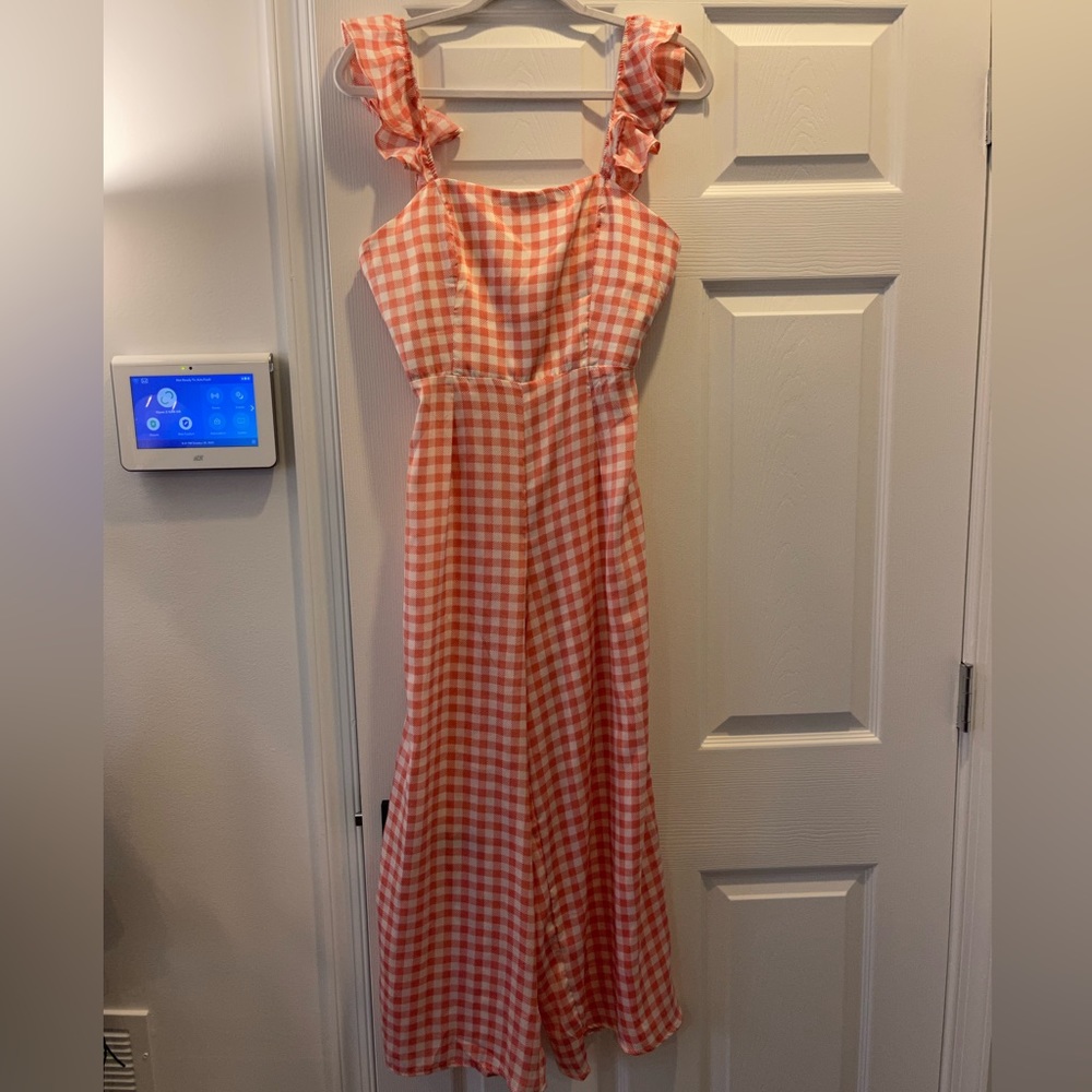 Forever21 Gingham Ruffle Jumpsuit